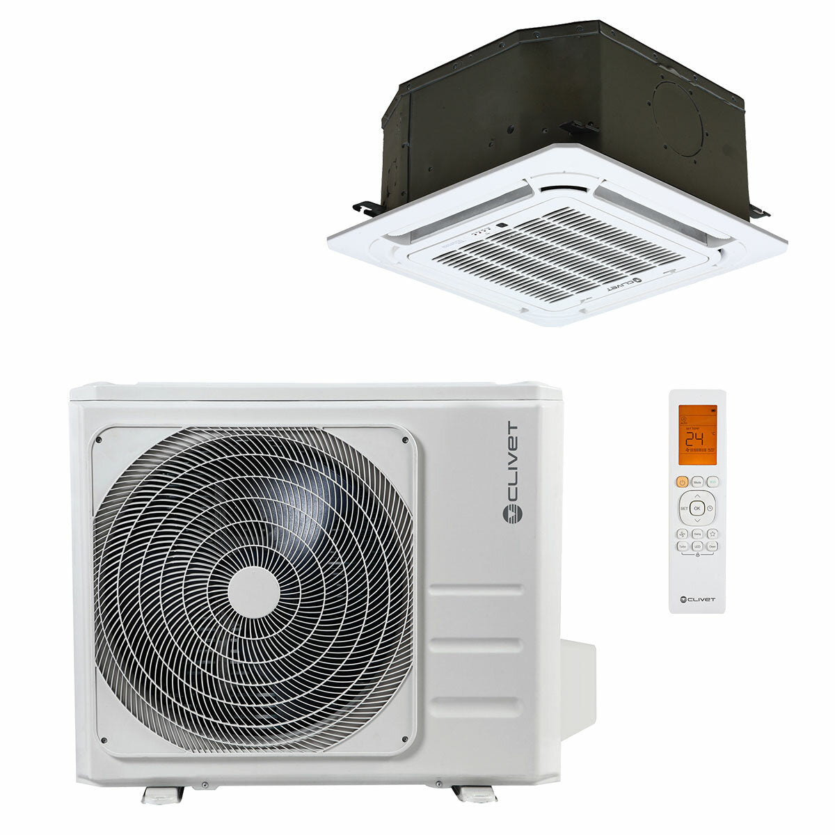 Clivet BOX 2 climatiseur 4 voies cassette 12.000 BTU commercial léger Invert A++ R32