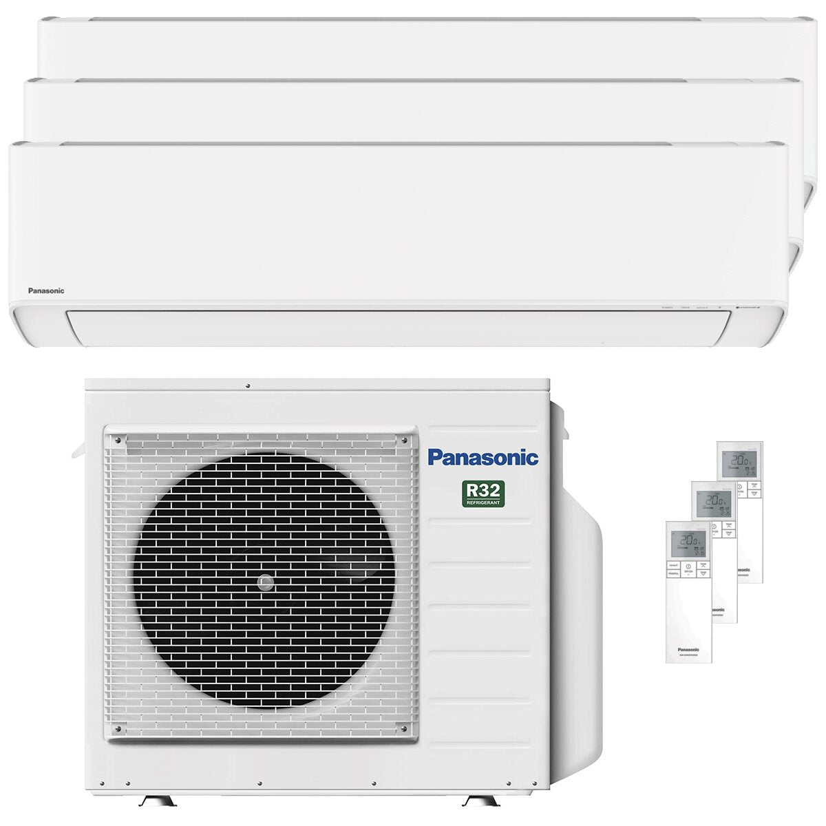 Panasonic Etherea Trial Split Klimaanlage 7000+9000+12000 BTU Inverter A+++ WLAN Außeneinheit 5,2 kW Mattweiß