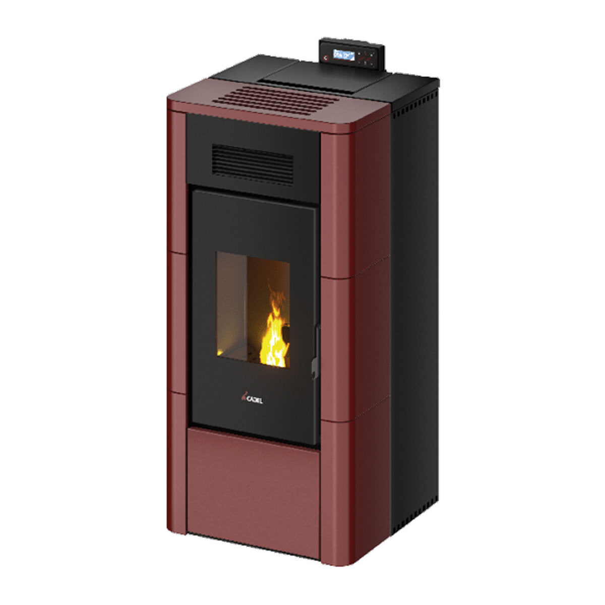 Cadel River Idro 16 Water Pellet Stove 16.1 kW WiFi - RED MAIOLICA