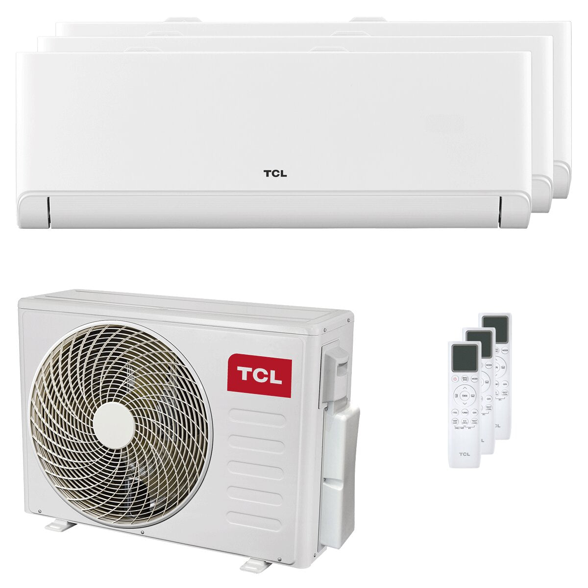 Climatiseur split d'essai TCL BreezeIN P5 9000+9000+18000 BTU Inverter A++ unité externe wifi 7,9 kW