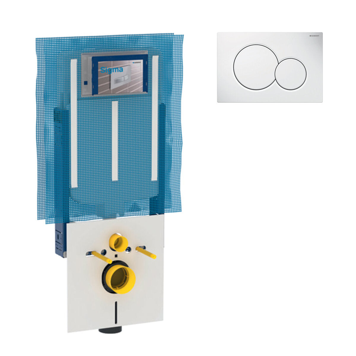 Réservoir à encastrer Geberit Sigma 8 avec module d'installation pour bac suspendu + plaque de recouvrement Sigma 01