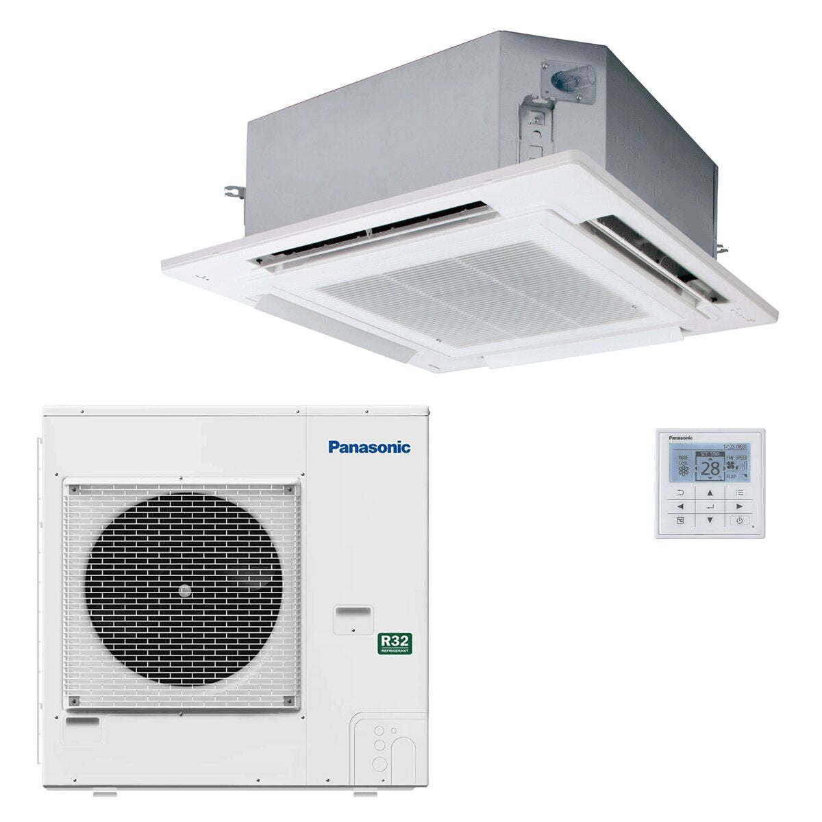 Panasonic PACi NX Standard 4-Wege-Kassettenklimagerät 34000 BTU R32 Inverter A++/A+