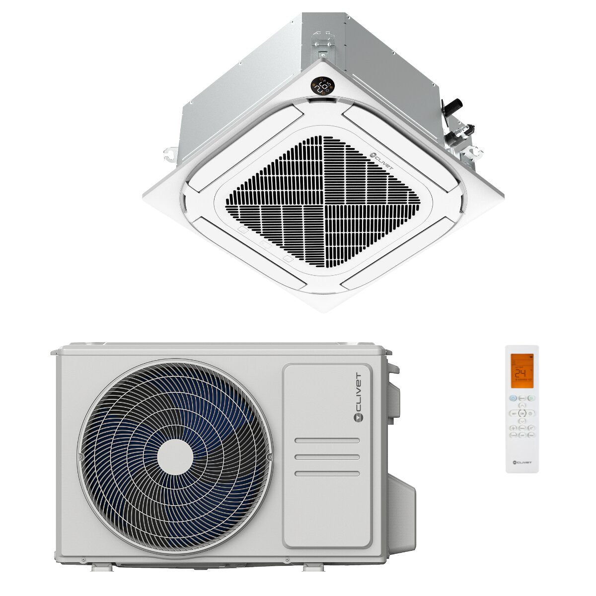 Climatiseur cassette compact Clivet 4 voies 12 000 BTU Usage commercial léger R32 Inverter A++/A+