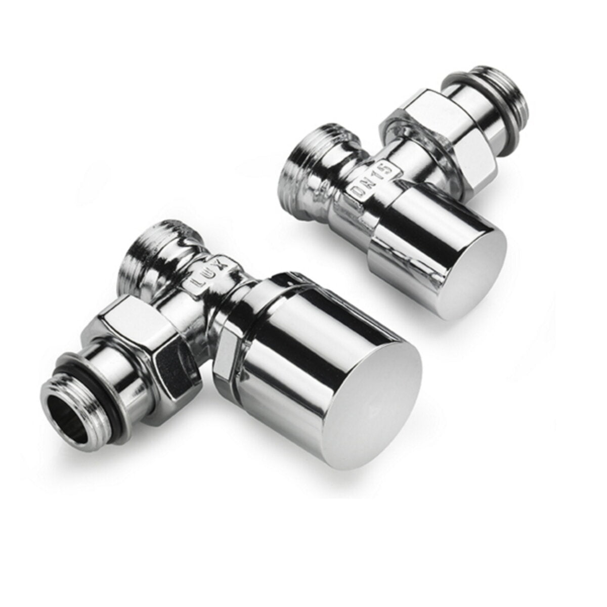 Chromed Ercos kit with thermostatic option with angle valve and lockshield connections 1/2" for radiators
