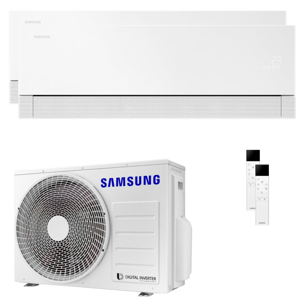 Samsung WindFree Première Dual-Split-Klimaanlage 9000 + 18000 BTU Inverter A++ WLAN-Außeneinheit 5,2 kW Essential White