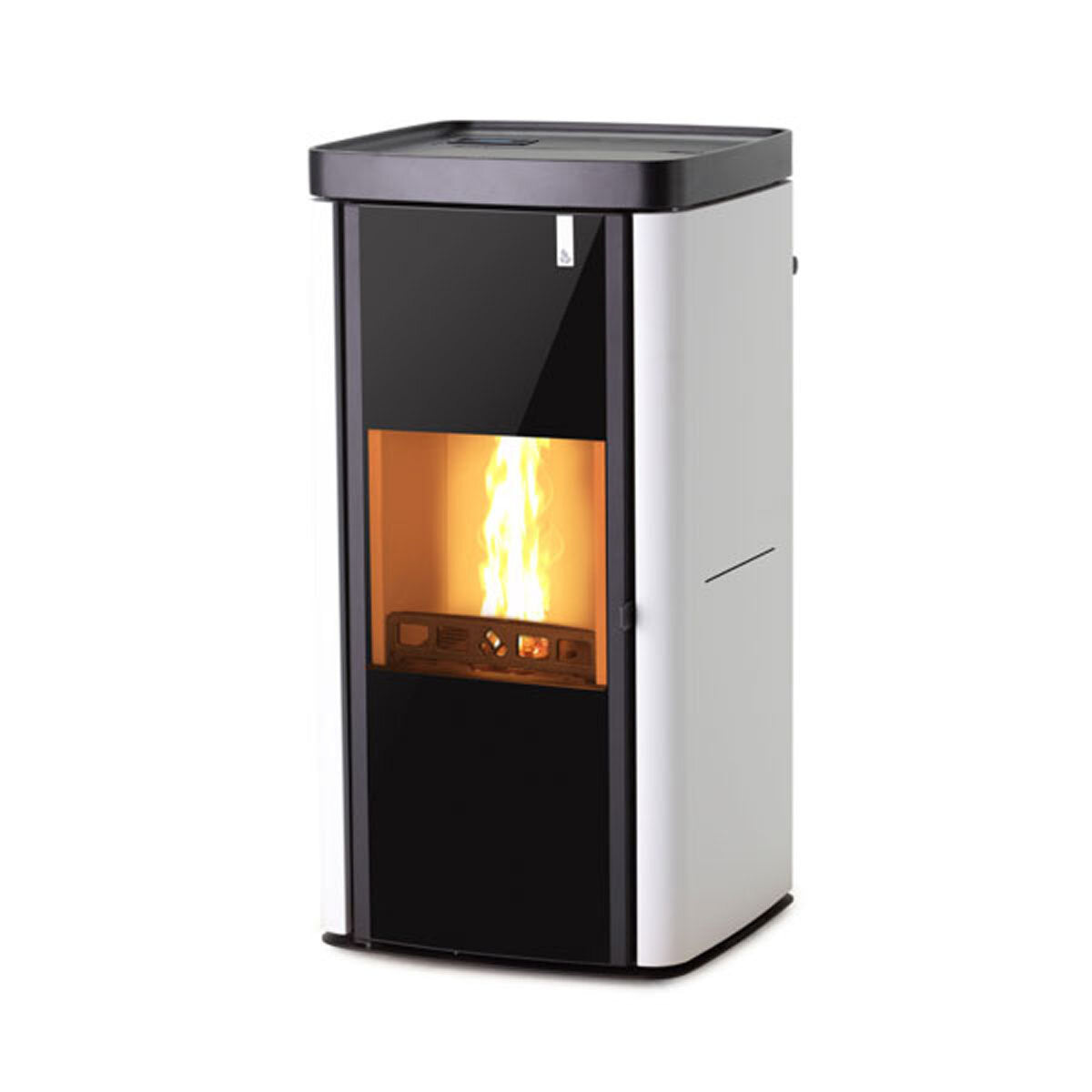 Poêle multi-combustibles Girolami Soft 14 blanc, kit hydro + ECS 15 kW