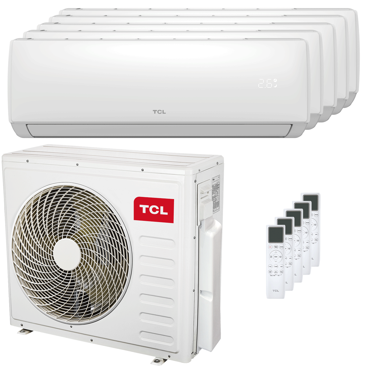 TCL Elite F2 penta split air conditioner 9000+9000+9000+9000+12000 BTU inverter A++ wifi external unit 12.2 kW