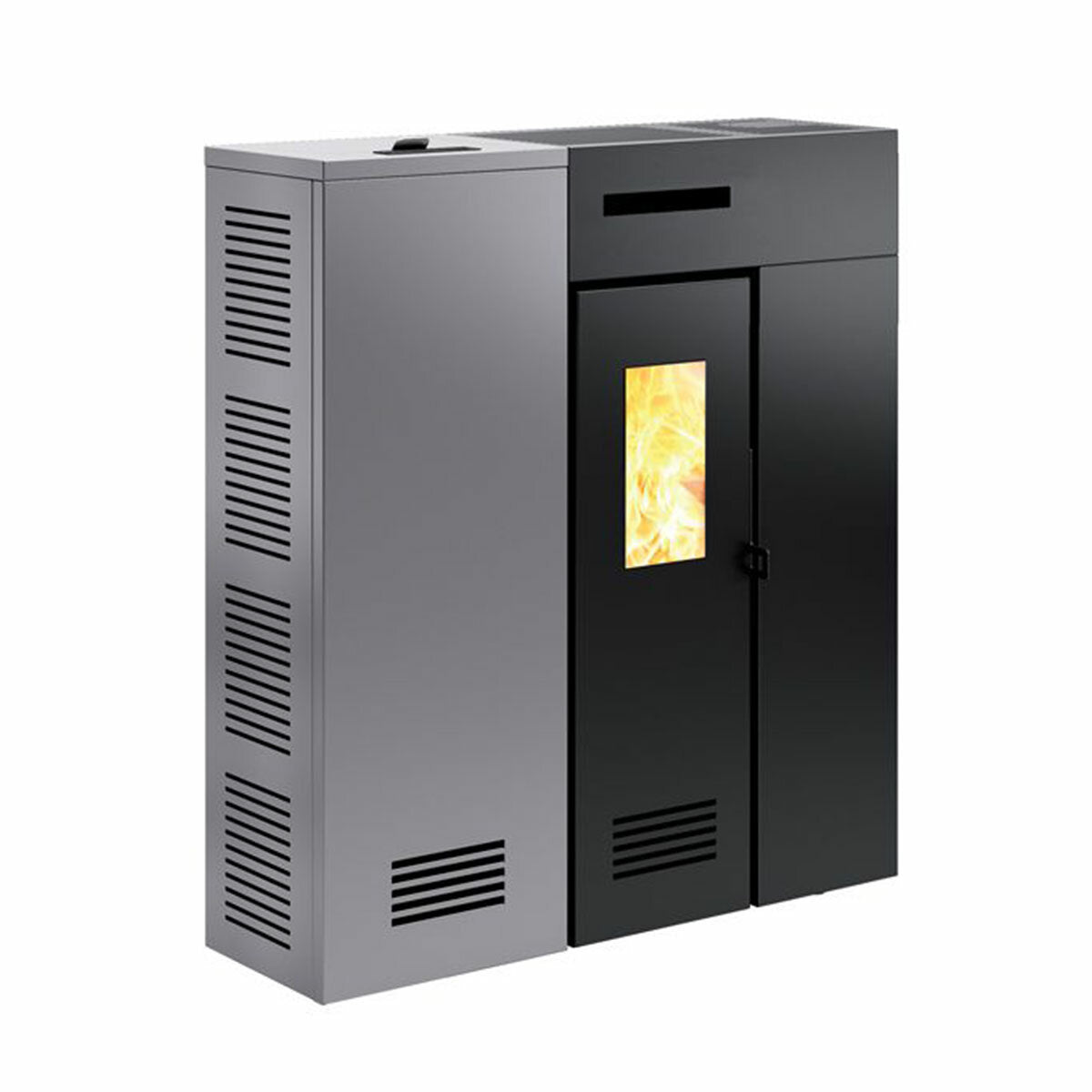 Poêle à granulés minces Caminetti Montegrappa Duglia 9 kW avec air ventilé gainable gris