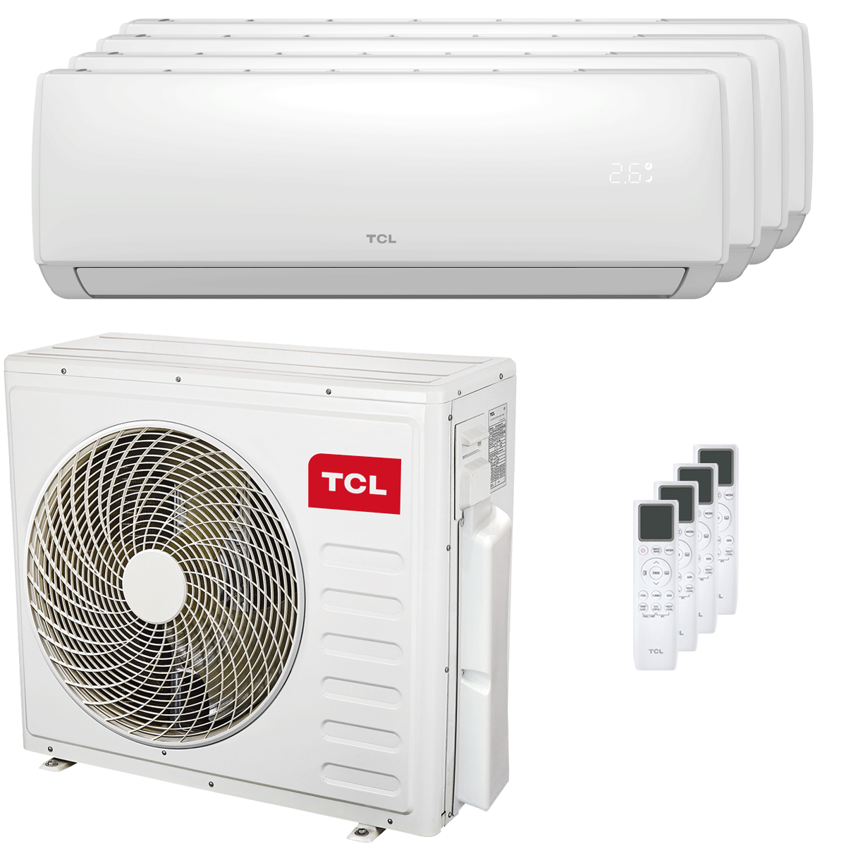 Climatiseur Quadri split TCL Elite F2 9000+9000+9000+18000 BTU Inverter A++ Wifi Unité externe 9,4 kW