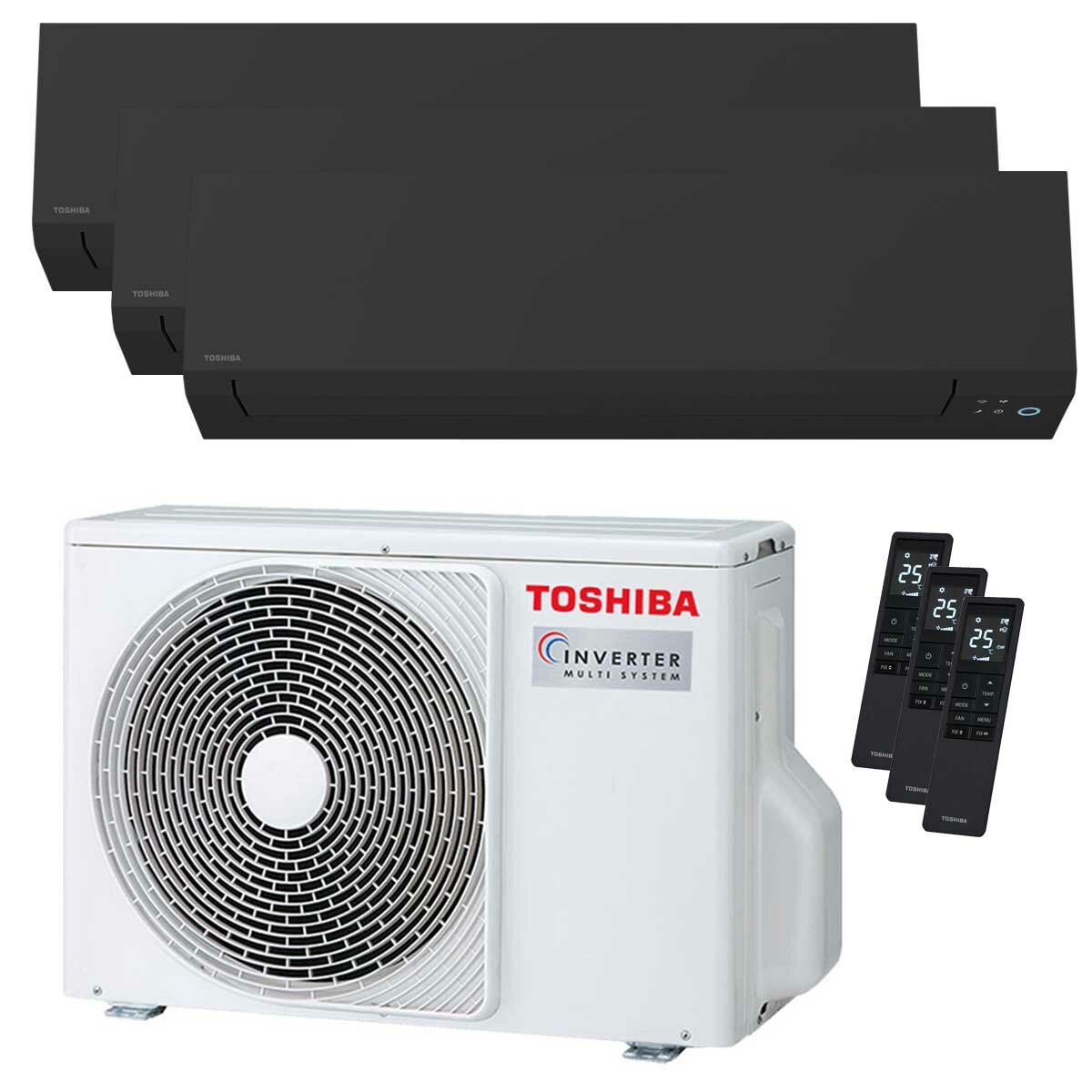 Toshiba SHORAI Edge Black Trial-Split-Klimaanlage 5000+7000+12000 BTU Wechselrichter A+++ WLAN-Außeneinheit 5,2 kW