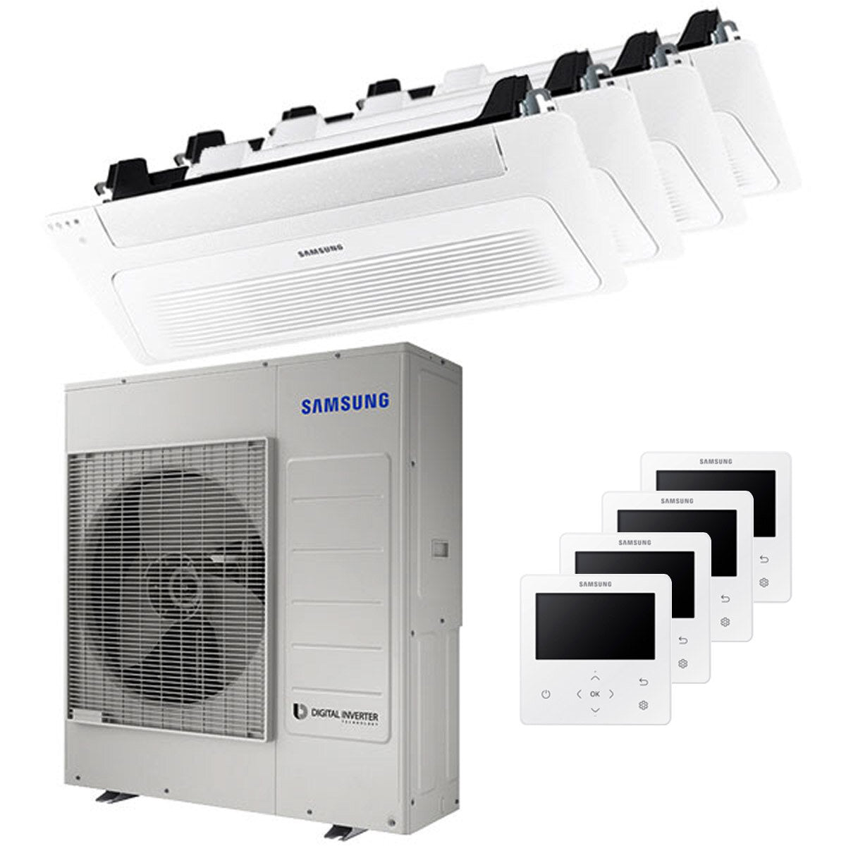 Samsung Air Conditioner Cassette WindFree 1 Way Split Panels 9000 + 12000 + 12000 + 12000 BTU Inverter A++ Außengerät 10,0 kW