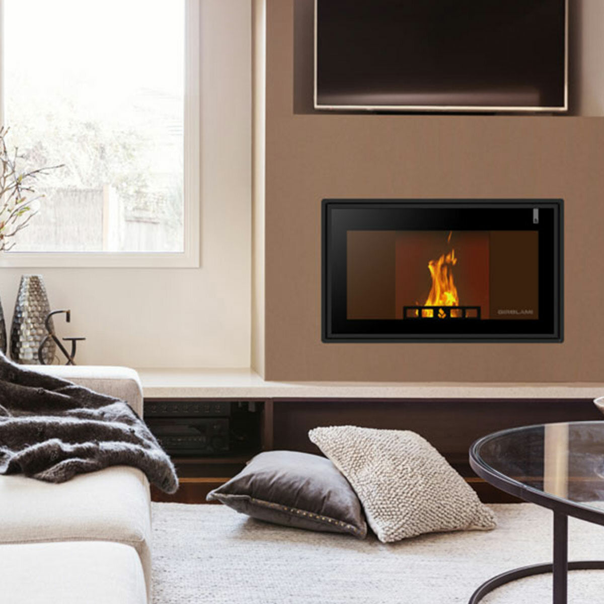 Girolami TI SLIM PANORAMA 14 15 kW Idro Mehrstoff-Thermokamin