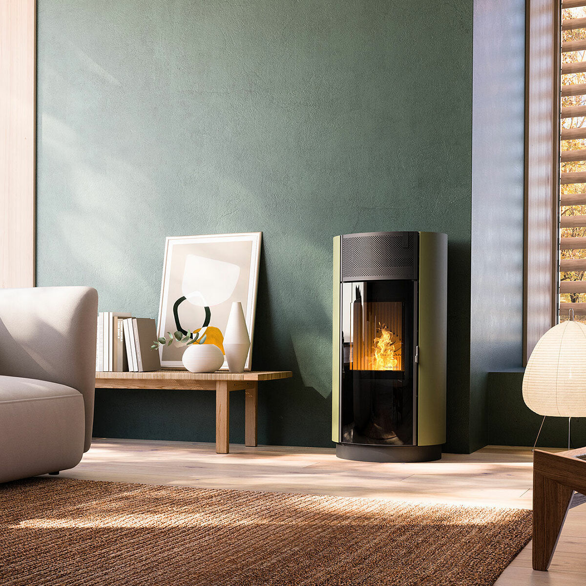 Girolami Round 9 8 kW WiFi Air Pellet Stove - Green