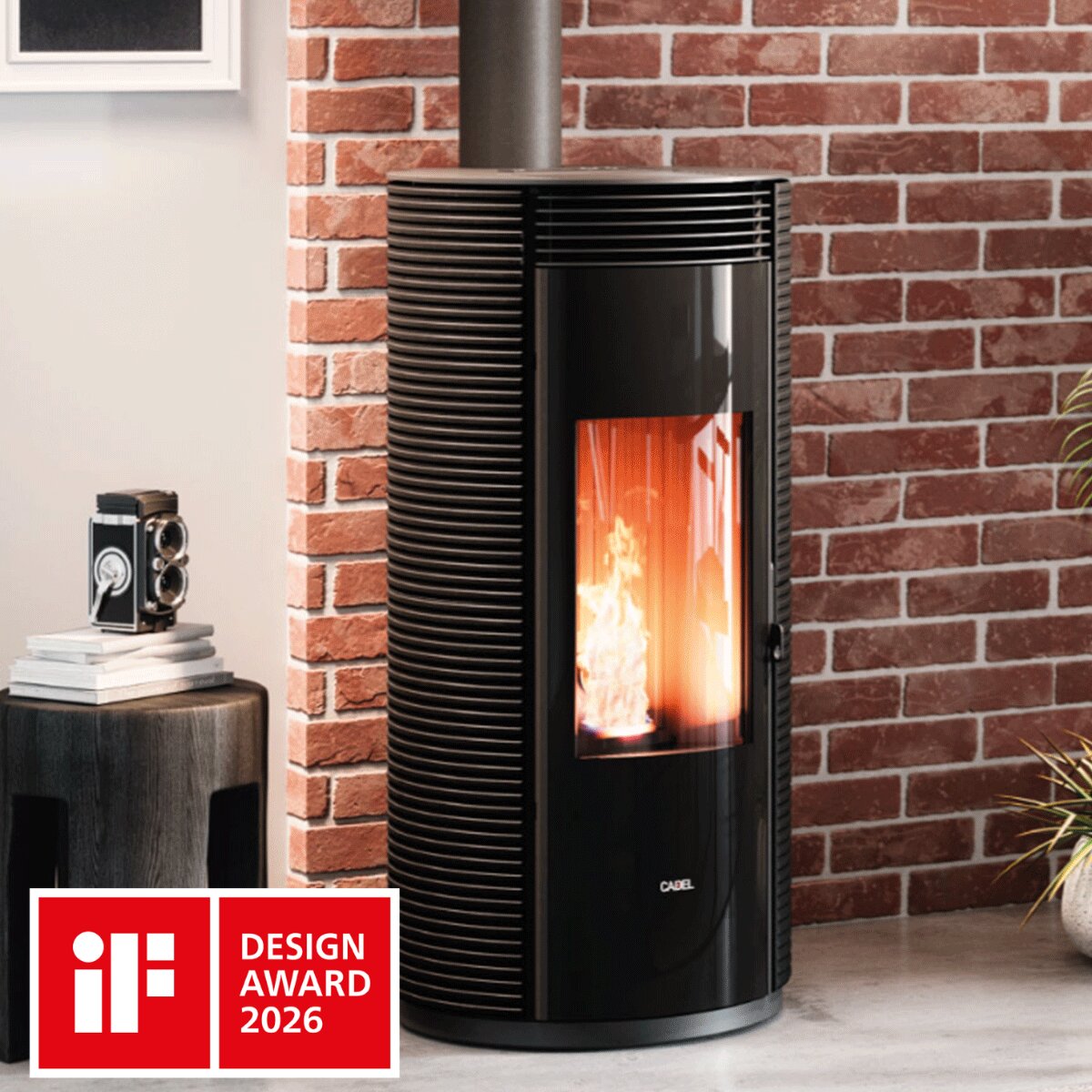 Cadel Spin Plus 9 8.5 kW pellet stove with ducted air, WiFi, cast iron, black