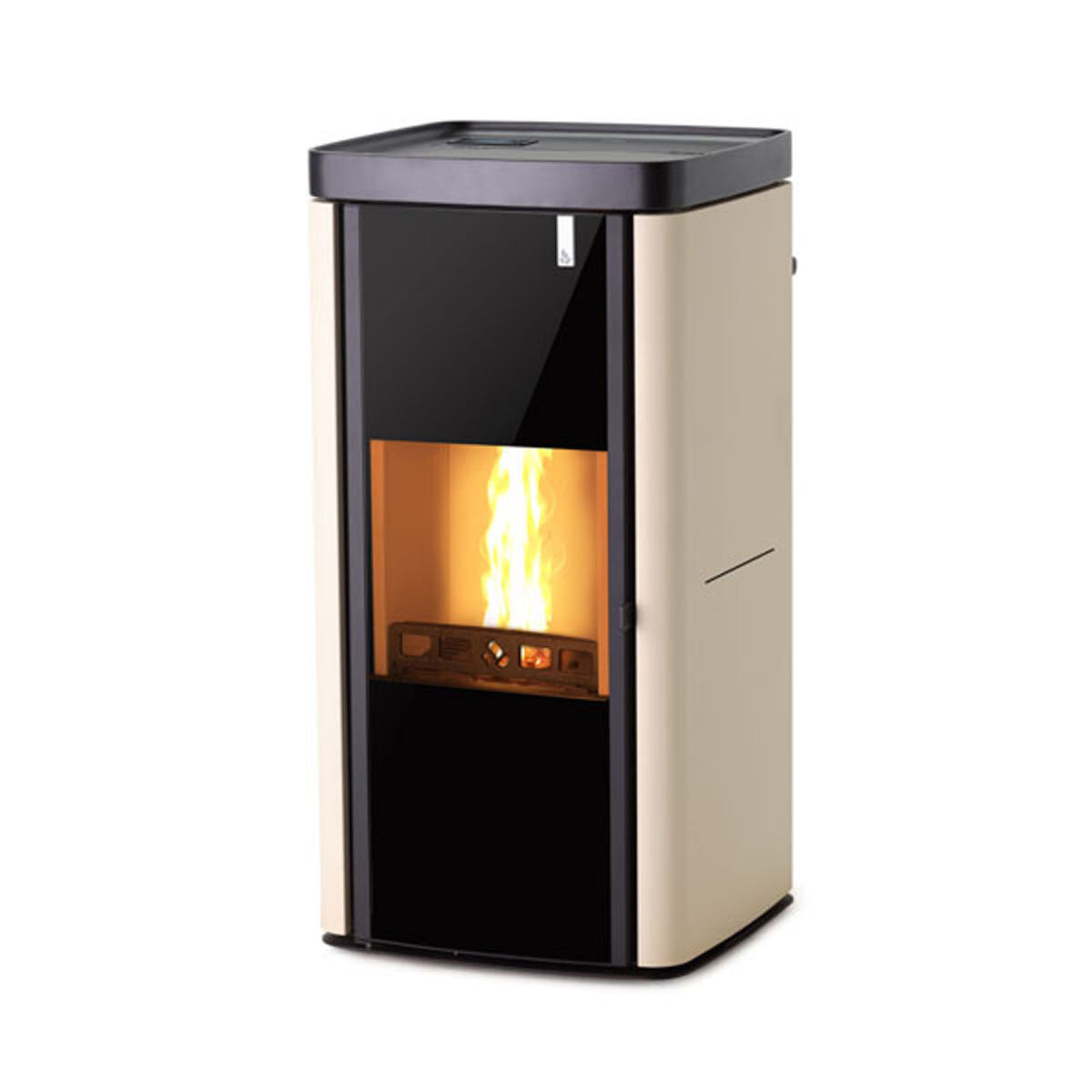 Poêle multi-combustibles Girolami Soft 18 couleur ivoire, 18 kW, alimentation hydroélectrique + kit ECS