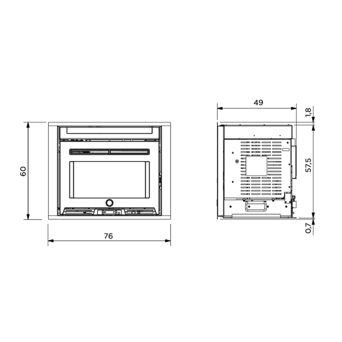 Front drawer pellet loading kit for EK63 Pellek80 and Pellek110+ EVO2 inserts - rectangular frame