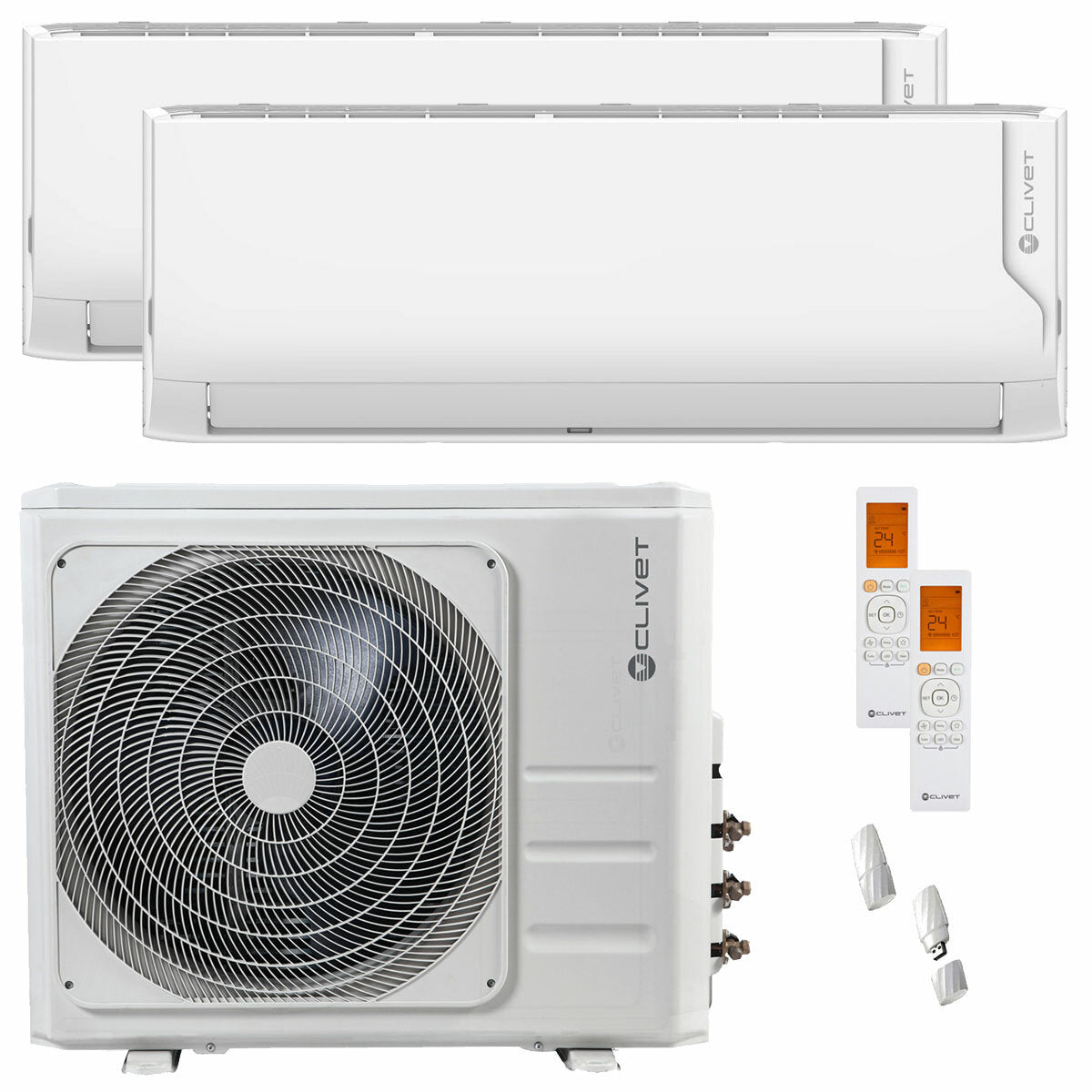 Climatiseur double split Clivet Cristallo 2 18000+18000 BTU inverseur Une unité extérieure wifi 12,3 kW