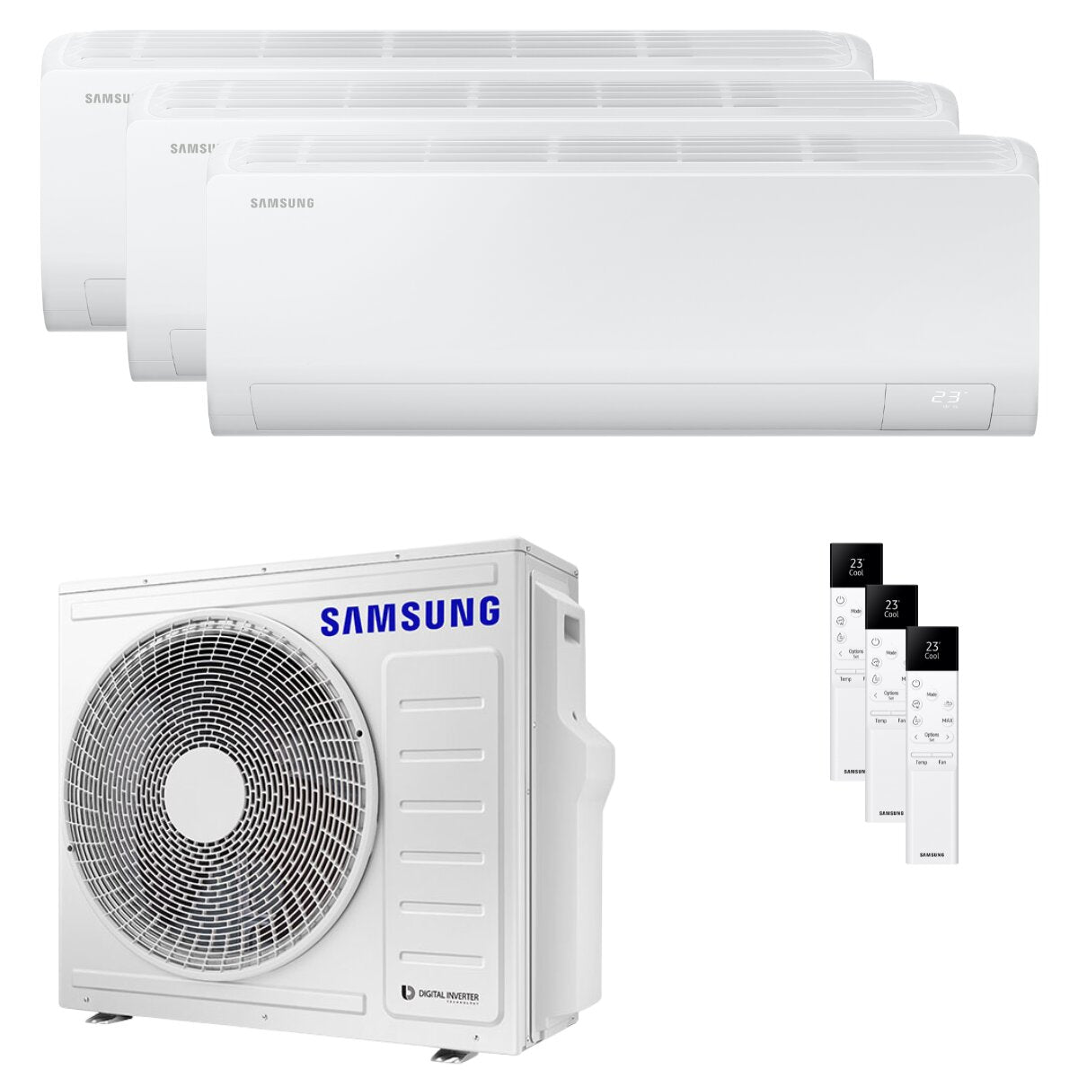 Samsung Cebu S2 trial split air conditioner 9000+9000+12000 BTU inverter A++ wifi external unit 6.8 kW