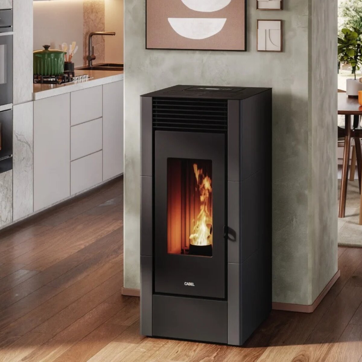 Poêle à granulés CADEL Cristal 11 avec arrivée d'air, 10,5 kW, WiFi, ANTHRACITE