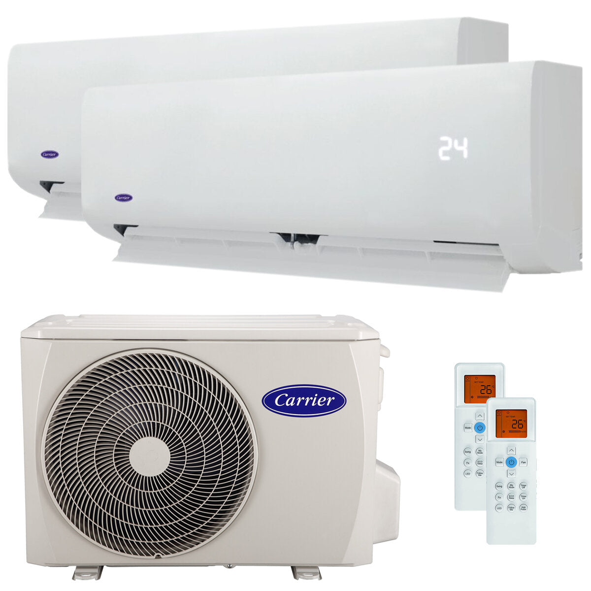Carrier 42QHG Dual Split Klimaanlage 9000 + 12000 BTU externer A++ Wechselrichter 5,3 kW