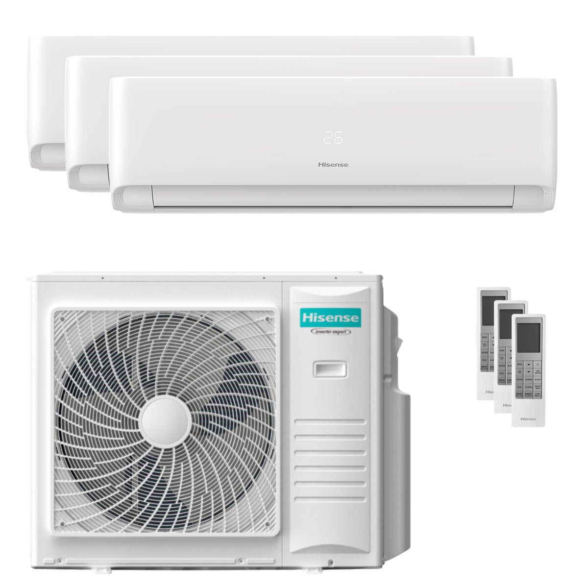 Hisense EcoSense Trial-Split-Klimaanlage 18000+18000+18000 BTU Wechselrichter A++ WLAN-Außeneinheit 10 kW