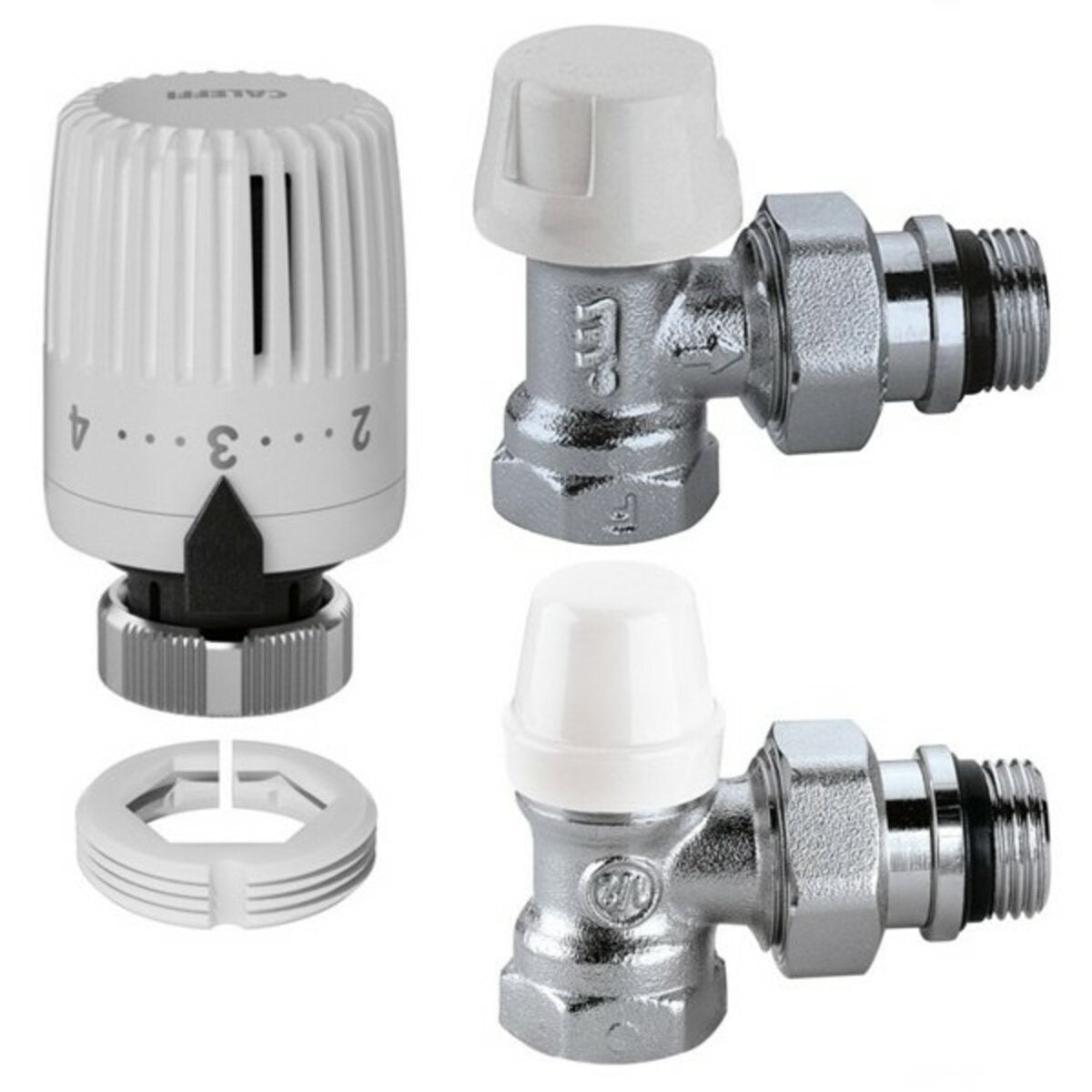 Complete angle thermostatic kit for iron pipes diam. 1/2 Caleffi for radiators
