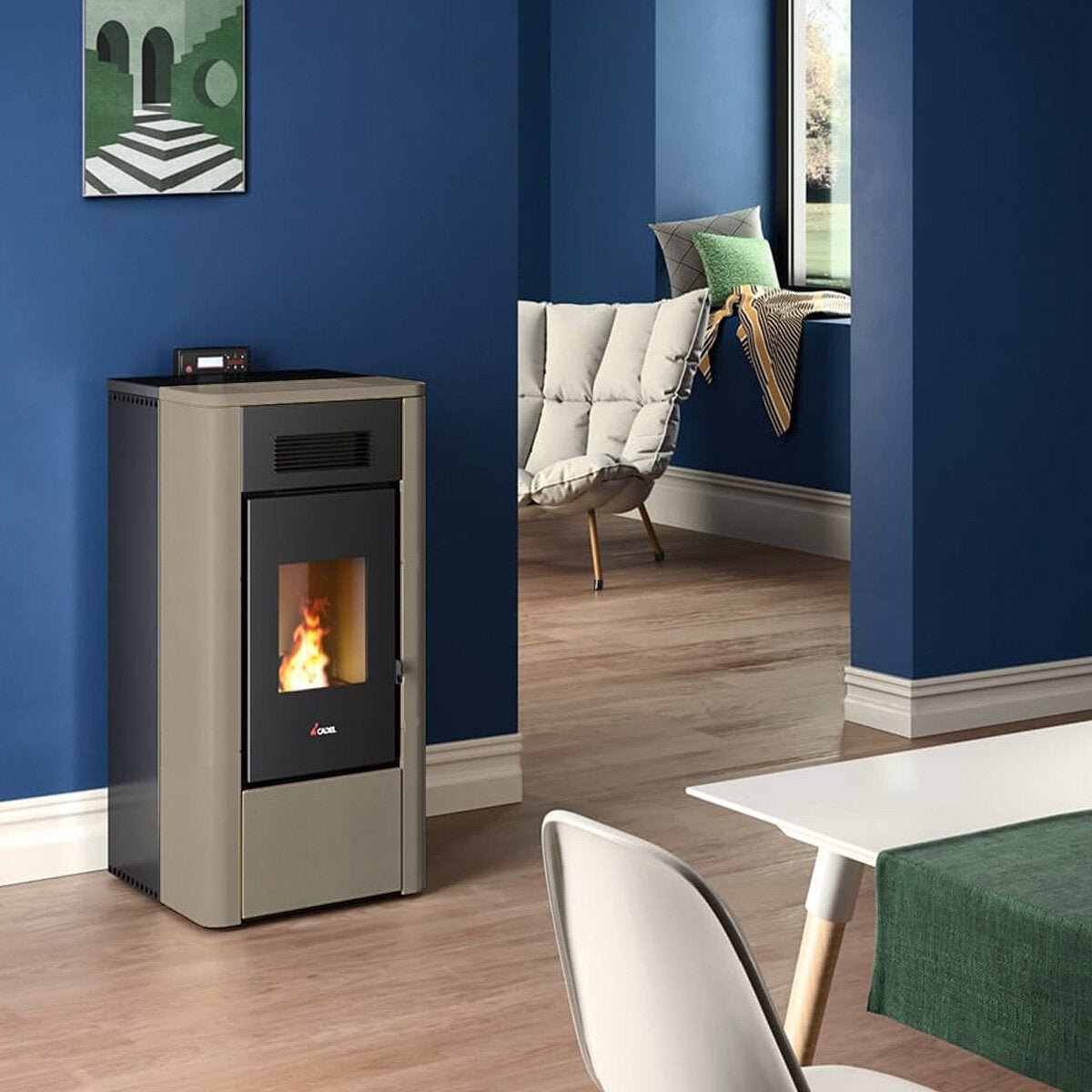 Cadel River Idro 16 Water Pellet Stove 16.1 kW WiFi Light Bronze