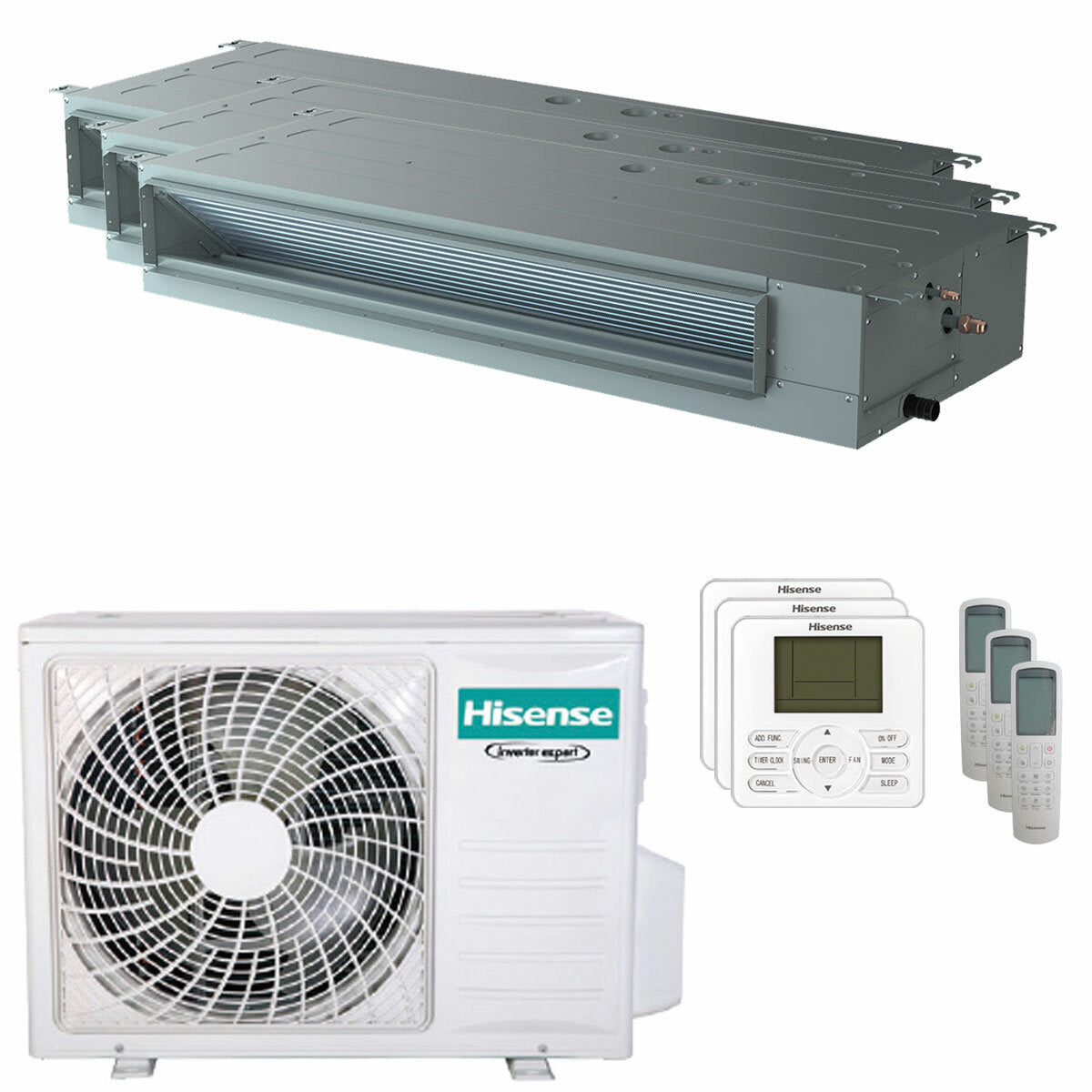 Hisense Ducted Air Conditioner ADT trial split 9000+12000+12000 BTU inverter A++ outdoor unit 7 kW