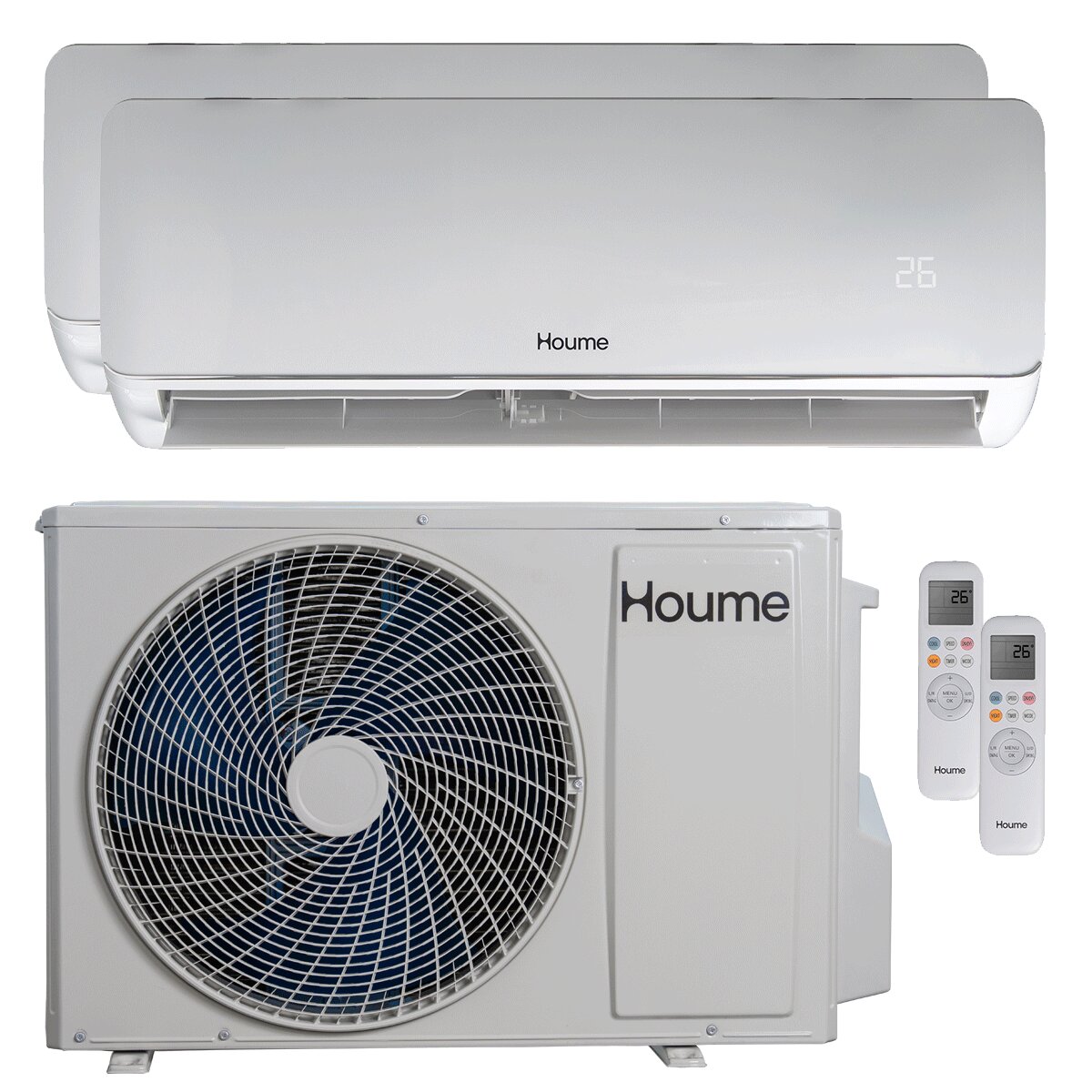 Climatiseur double split Houme Elèa Flow 9000+12000 BTU R32 inverter A++ WiFi unité extérieure 5,3 kW