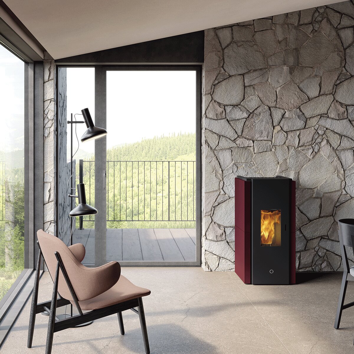 Pellet stove EK63 ZONE80 - Edilkamin group - 7.6 kW airtight Bordeaux