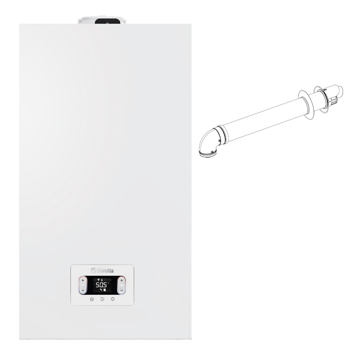 Chaudière à condensation Beretta CIAO X 30C à chambre étanche 24 kW méthane GPL avec kit d'évacuation des fumées coaxiales