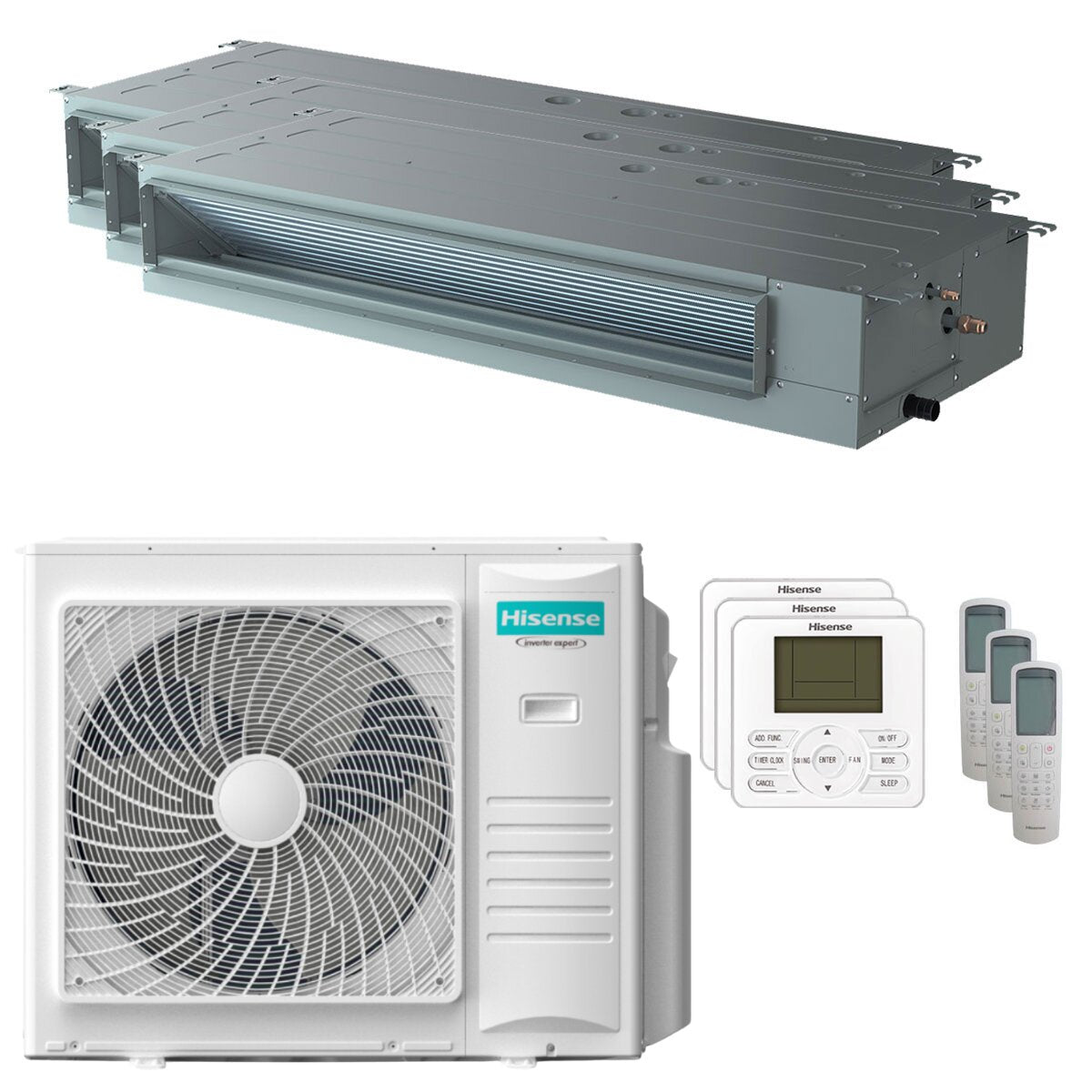 Hisense Ducted ADT Air Conditioner trial split 12000+12000+18000 BTU inverter A++ outdoor unit 10 kW