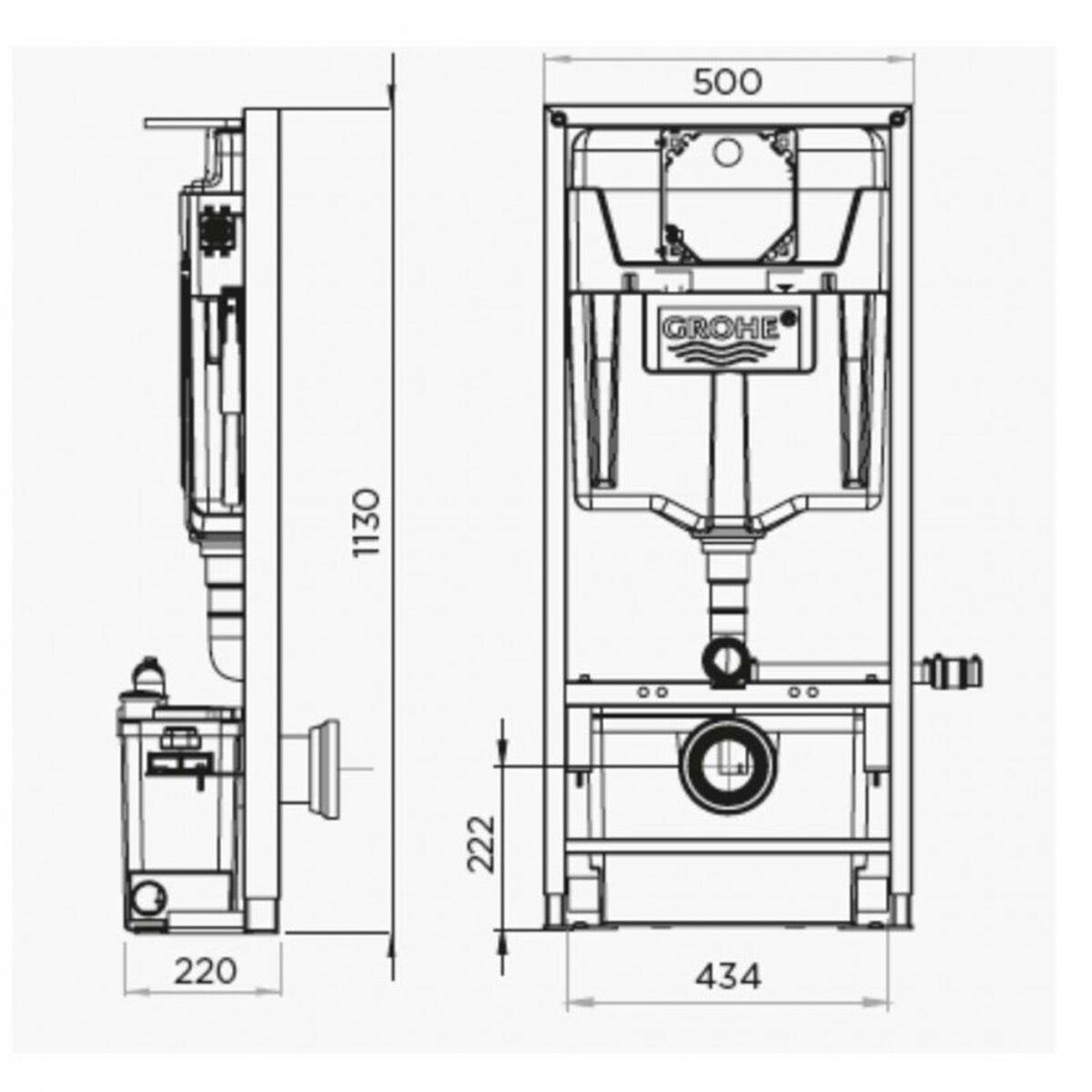 SFA Saniwall Pro UP Tileable WC macerator - with built-in frame for suspended WC and complete bathroom