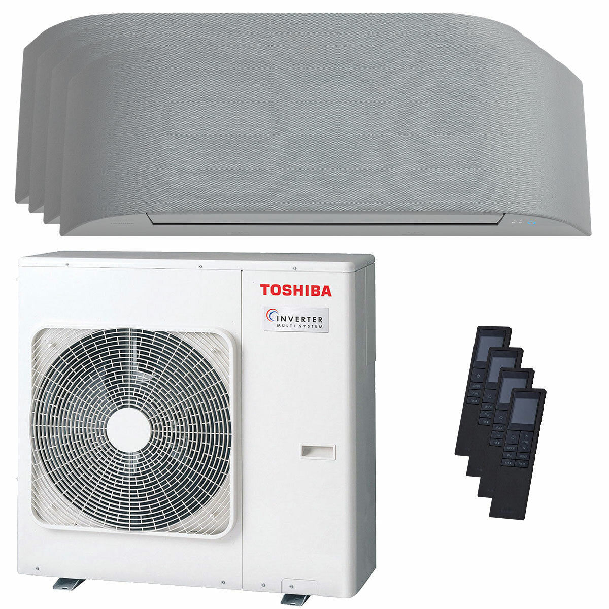 Climatiseur Toshiba Haori panneaux divisés 7000+9000+9000+12000 BTU onduleur A++ wifi unité extérieure 8 kW