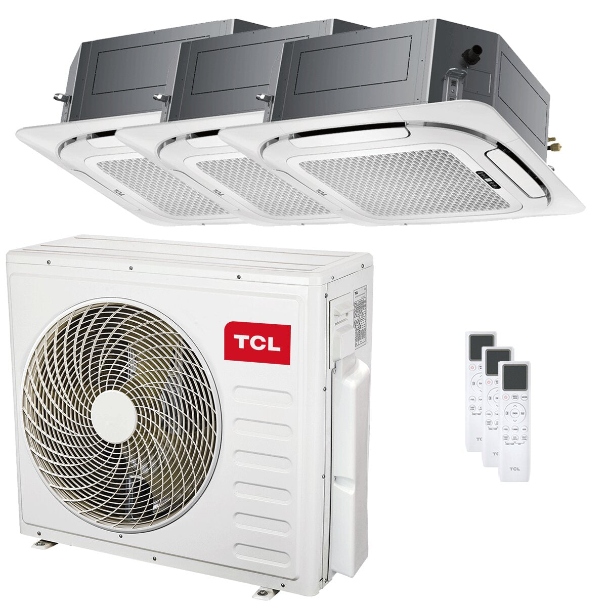 TCL Cassette 4-way air conditioner S Series trial split 18000+18000+18000 BTU inverter A++ wifi external unit 12.2 kW