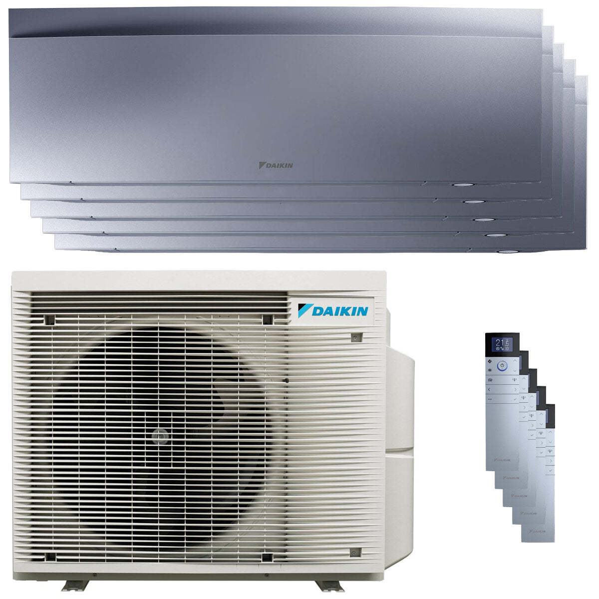 Daikin Emura 3 Klimaanlage Penta Split 7000+7000+7000+7000+7000 BTU Inverter A+ WLAN Außengerät 7,8 kW Silber