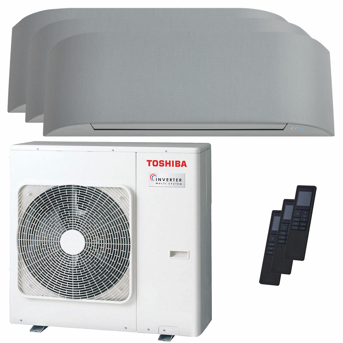 Climatiseur split d'essai Toshiba Haori 9000+12000+12000 BTU inverseur A+++ unité extérieure wifi 7 kW