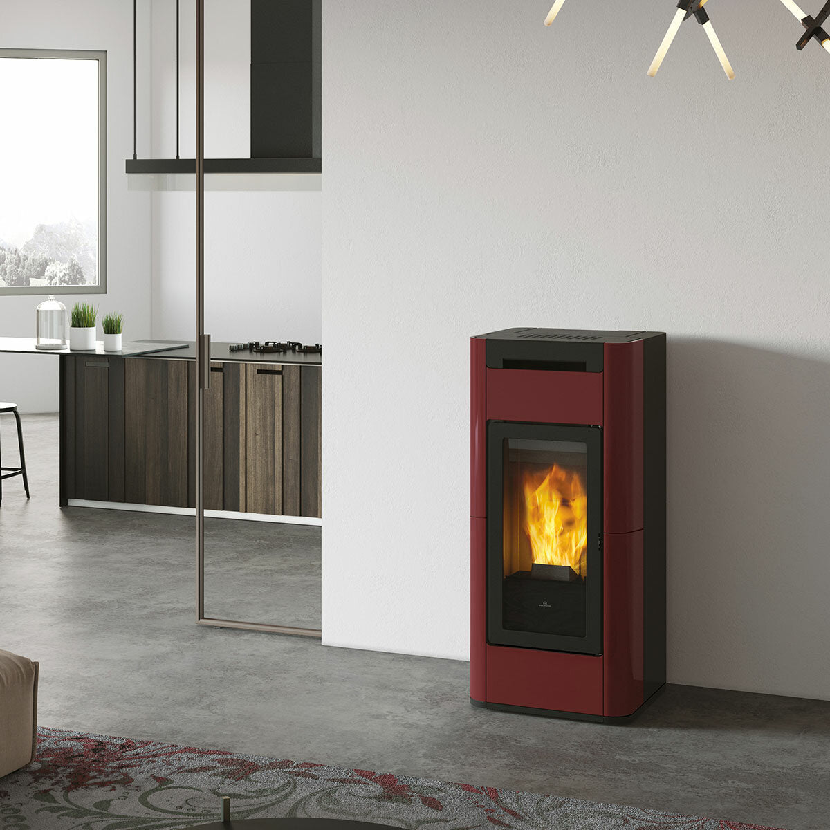 Edilkamin Tera H 25 Evo 25 kW WiFi Hydro Pellet Stove Bordeaux