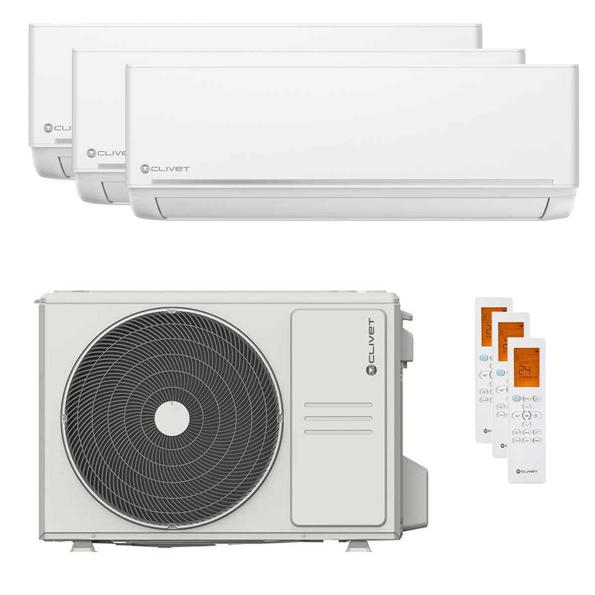 Climatiseur split d'essai Clivet EZCool 9000+9000+12000 BTU inverseur A++ unité extérieure 7,9 kW