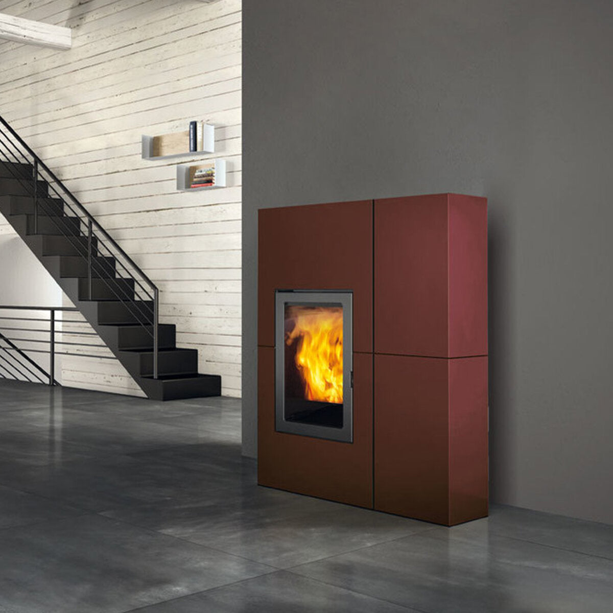 Pelletofen Edilkamin Blade2 12 Up bordeaux 12 kW wifi kanalisierbare Luft