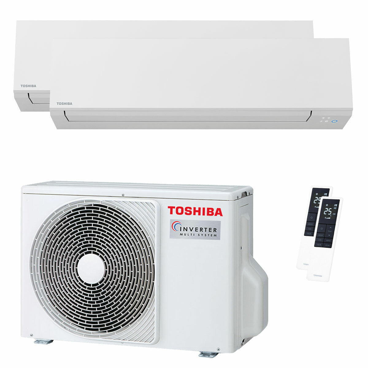 Toshiba SHORAI Edge White dual split air conditioner 5000+7000 BTU inverter A++ wifi external unit 4 kW