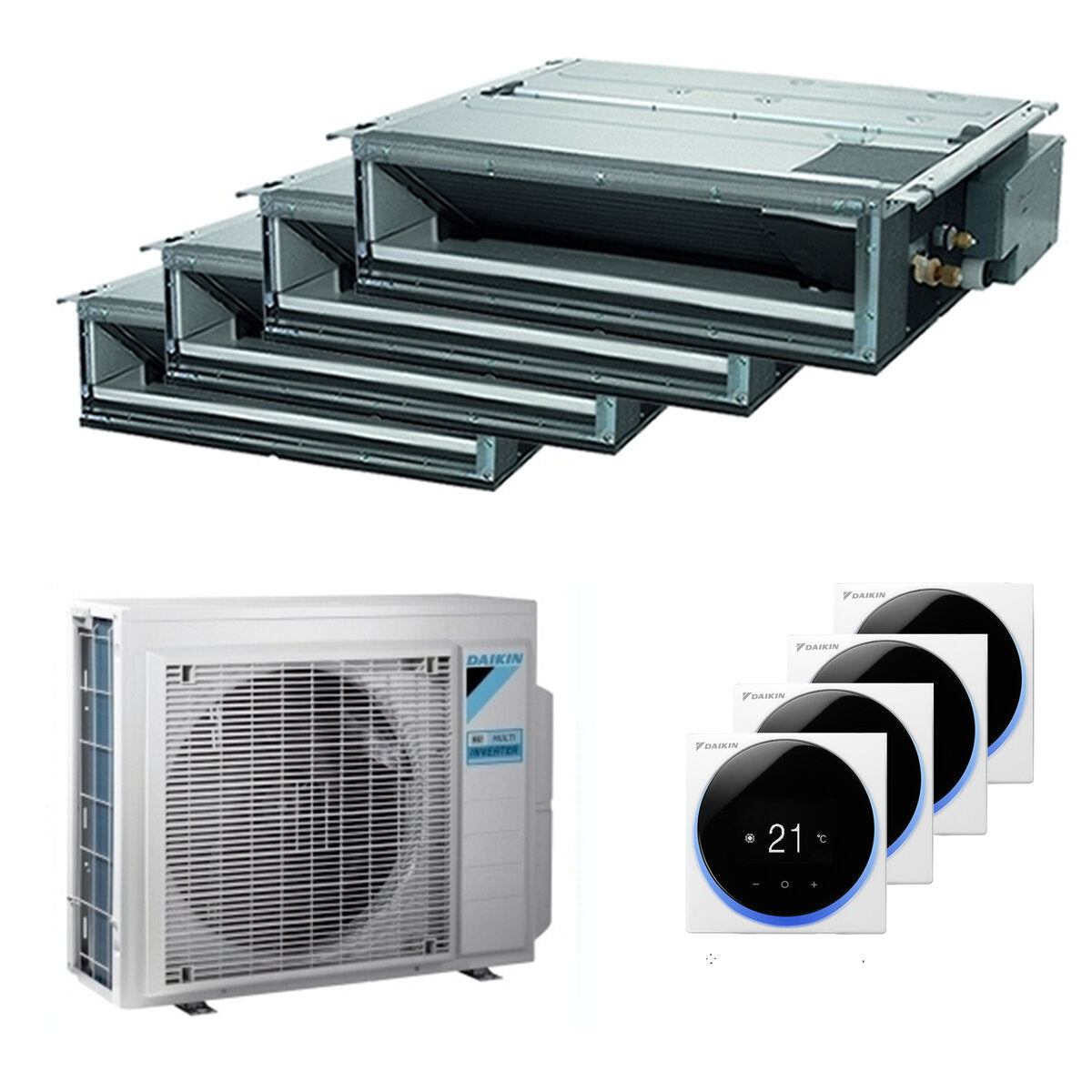 Climatiseur gainable Daikin Mini Sky FDXM-F9 quadri split 9000+9000+12000+18000 BTU inverseur A++ externe 9 kW