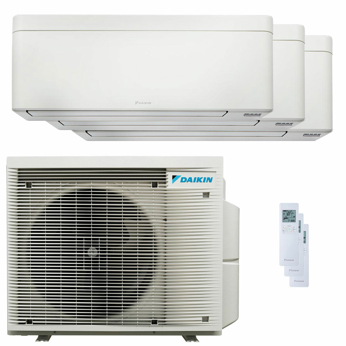 Climatiseur trial split Daikin Stylish White 9000+9000+18000 BTU inverseur A++ unité extérieure wifi 6,8 kW