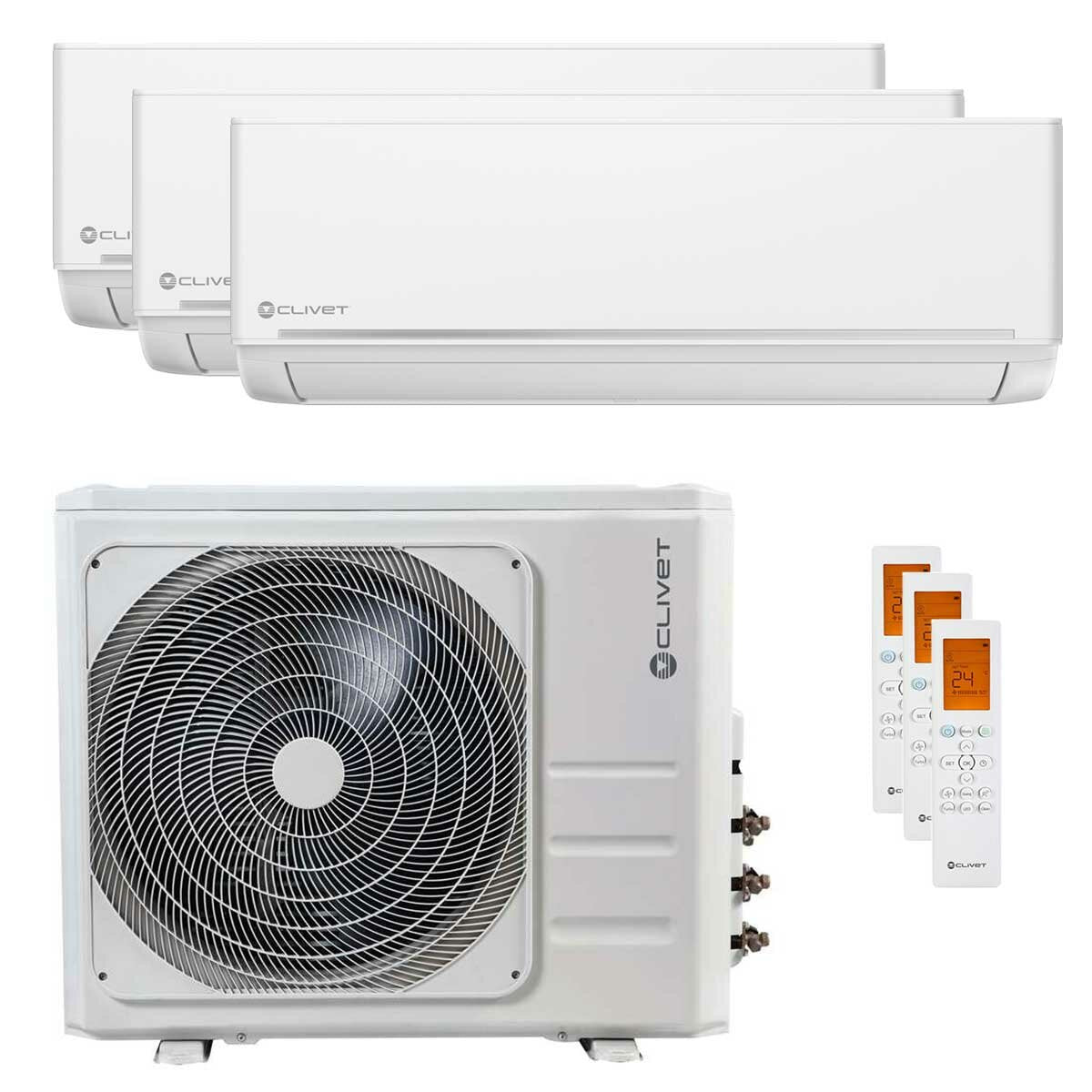 Climatiseur split d'essai Clivet EZCool 9000+12000+18000 BTU inverseur A++ unité extérieure 10,5 kW