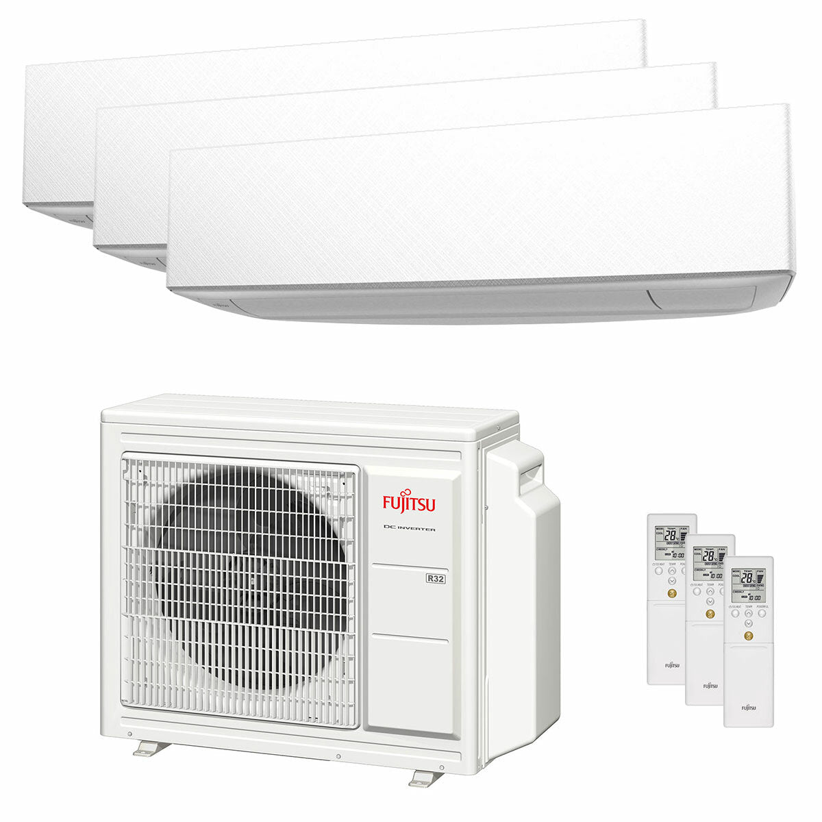 Fujitsu KE WiFi Series trial split air conditioner 7000+7000+7000 BTU inverter A+++ wifi external unit 5.4 kW