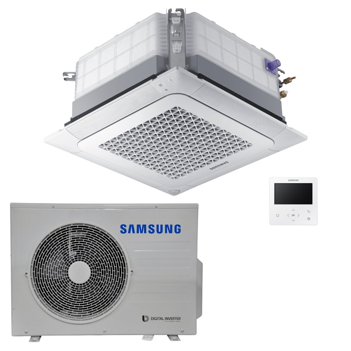 Samsung Kassetten-Klimaanlage, 4-Wege, Mini, WindFree, Gewerbeklimaanlage, 18000 BTU, Inverter, A++, Außeneinheit, 5 kW