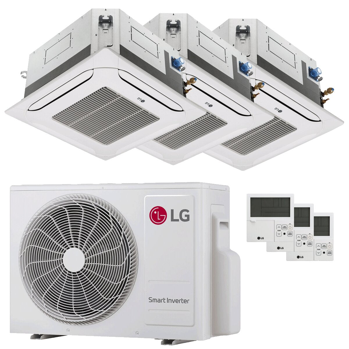 LG 4-way cassette air conditioner LG trial split 9000+9000+12000 BTU inverter A+++ external unit 6.15 kW