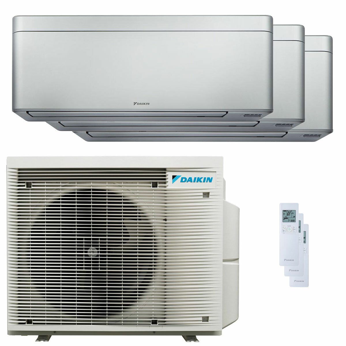 Daikin Stylish Silver trial split air conditioner 7000+7000+7000 BTU inverter A+++ wifi external unit 4 kW