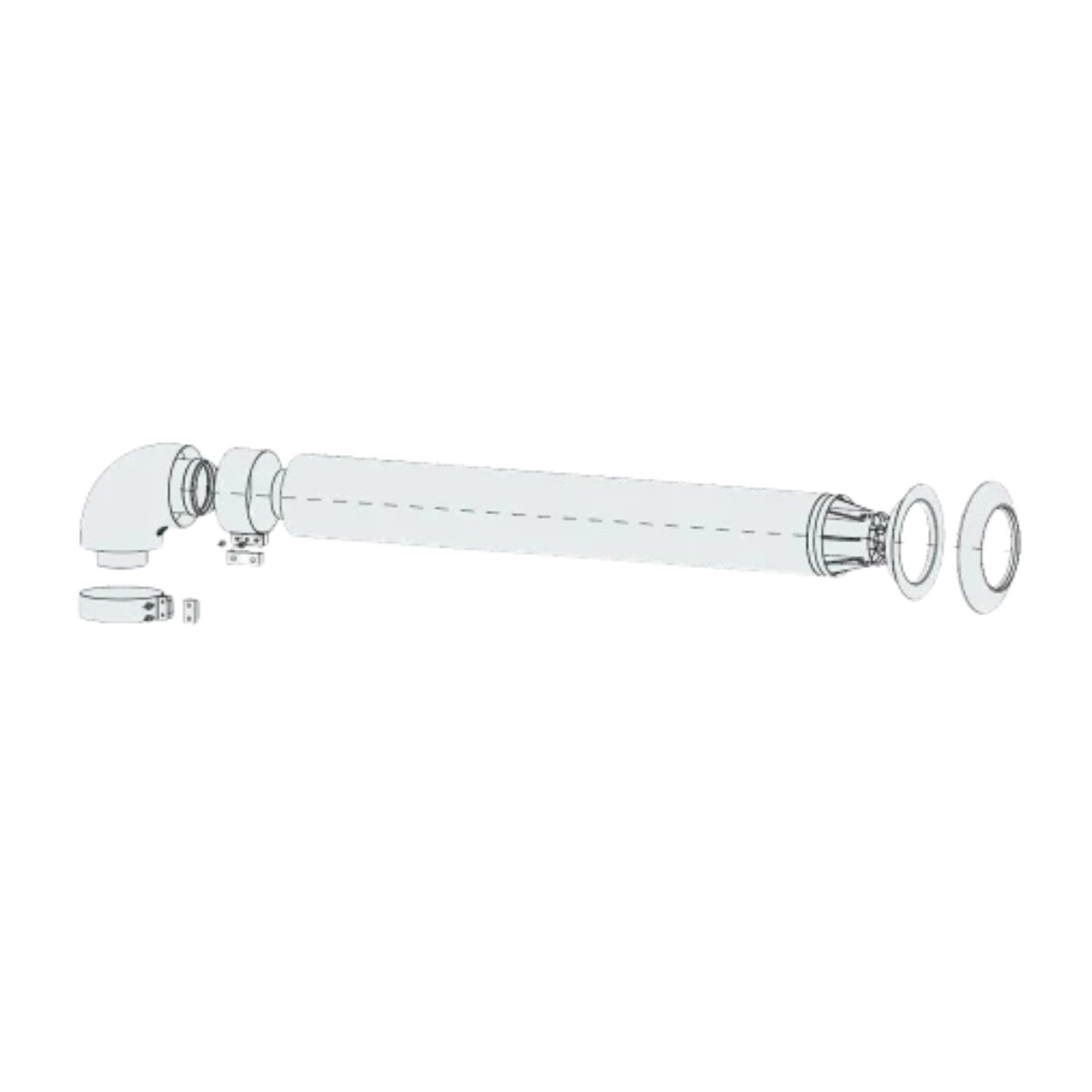 Ariston 60/100 Koaxial-Abgasrohrset, horizontaler Teil, 1 m - für Warmwasserbereiter