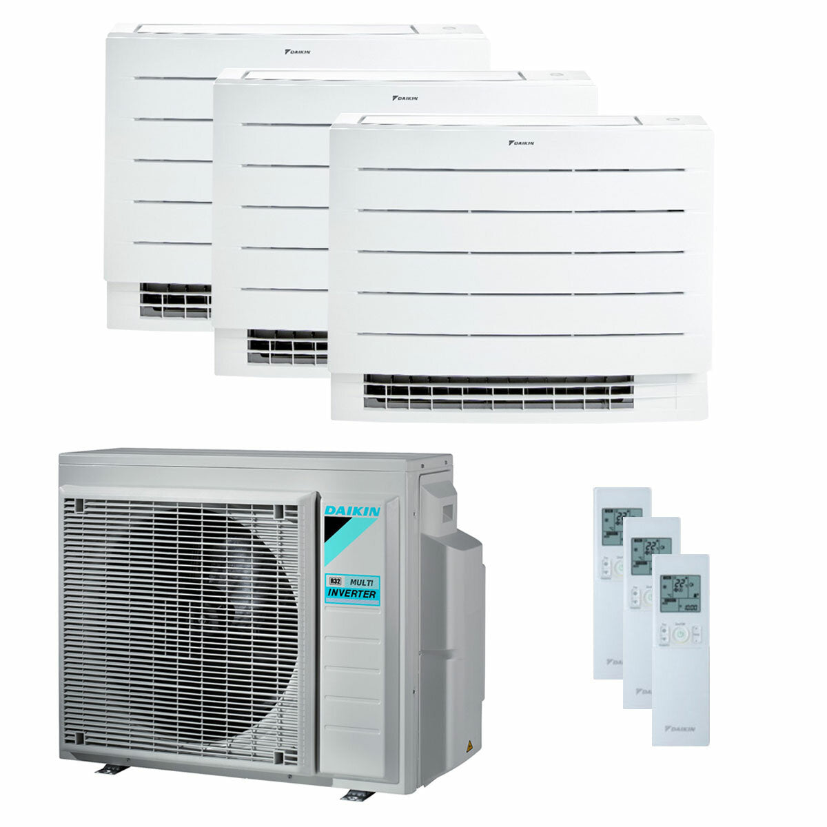 Daikin Perfera Floor Trial Split Klimaanlage 7000 + 9000 + 9000 BTU Inverter A +++ WLAN Außengerät 5,2 kW